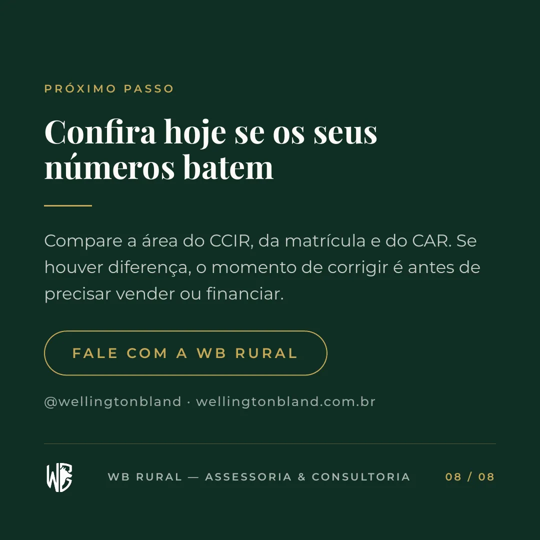A área do CCIR não bate com a matrícula? — slide 8